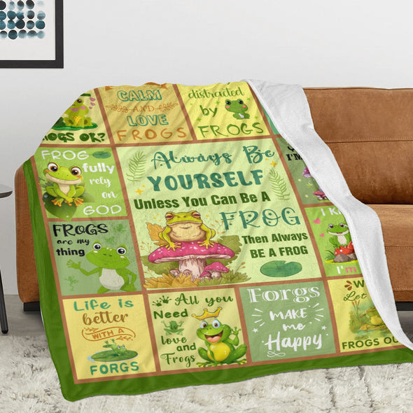 Frog Pattern Blanket Fleece Throw Blanket Super Soft Warm Gifts for Baby Girls Boys Kids Mom Grandma Room Decor