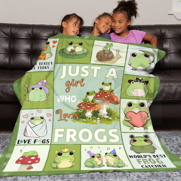 Frog Pattern Blanket Fleece Throw Blanket Super Soft Warm Gifts for Baby Girls Boys Kids Mom Grandma Room Decor