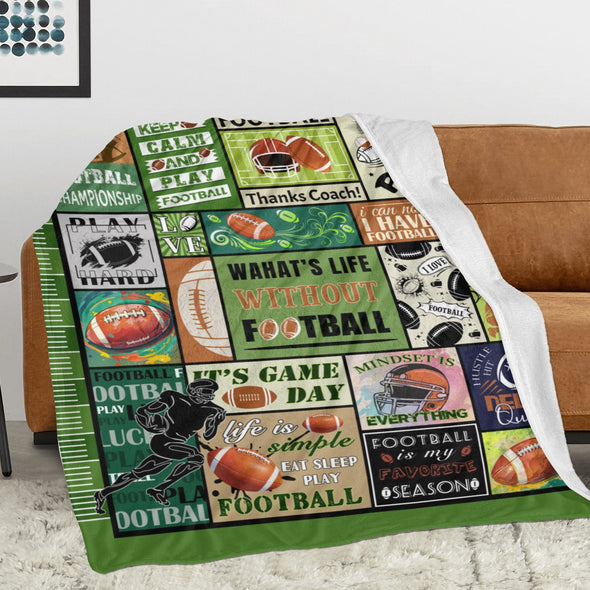 Football Pattern Blanket Fleece Throw Blanket Super Soft Warm Gifts for Baby Girls Boys Kids Mom Grandma Room Decor
