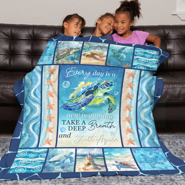 Turtle Pattern Blanket Fleece Throw Blanket Super Soft Warm Gifts for Baby Girls Boys Kids Mom Grandma Room Decor