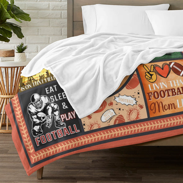 Football Pattern Blanket Fleece Throw Blanket Super Soft Warm Gifts for Baby Girls Boys Kids Mom Grandma Room Decor