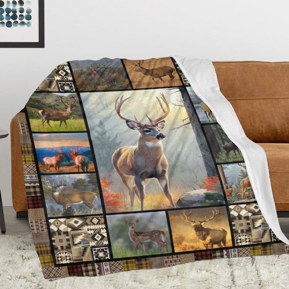 Deer Pattern Blanket Fleece Throw Blanket Super Soft Warm Gifts for Baby Girls Boys Kids Mom Grandma Room Decor