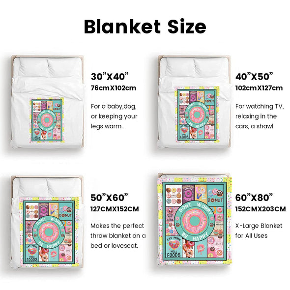 Donut Pattern Blanket Fleece Throw Blanket Super Soft Warm Gifts for Baby Girls Boys Kids Mom Grandma Room Decor