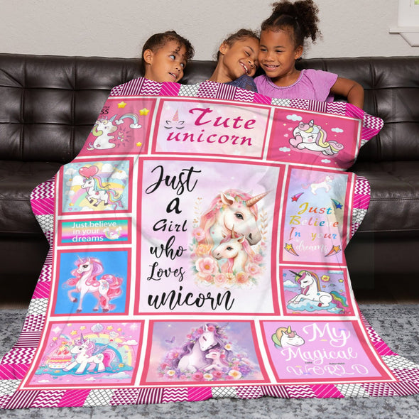 Unicorn Throw Blanket Super Soft Warm Cozy Fuzzy Plush Blanket Gifts for Girls Boys Kids Room Decor