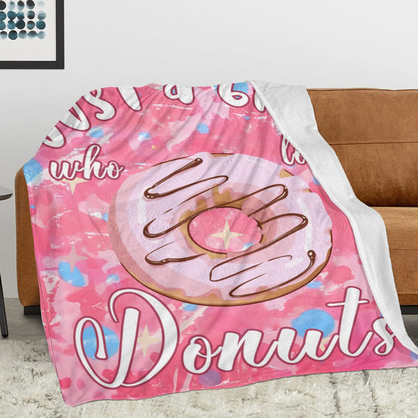 Donut Pattern Blanket Fleece Throw Blanket Super Soft Warm Gifts for Baby Girls Boys Kids Mom Grandma Room Decor