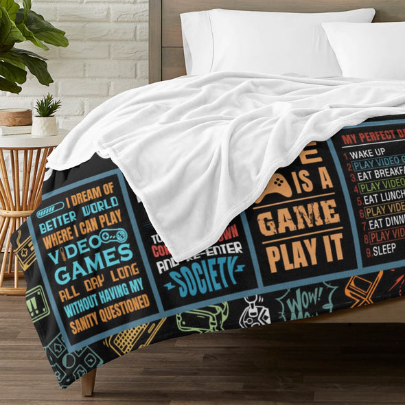 Gamer Blanket Fleece Throw Blanket Super Soft Warm Gifts for Baby Girls Boys Kids Mom Grandma Room Decor