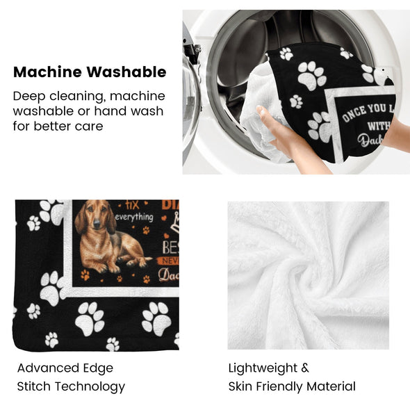 Dachshund Pattern Blanket Fleece Throw Blanket Super Soft Warm Gifts for Baby Girls Boys Kids Mom Grandma Room Decor