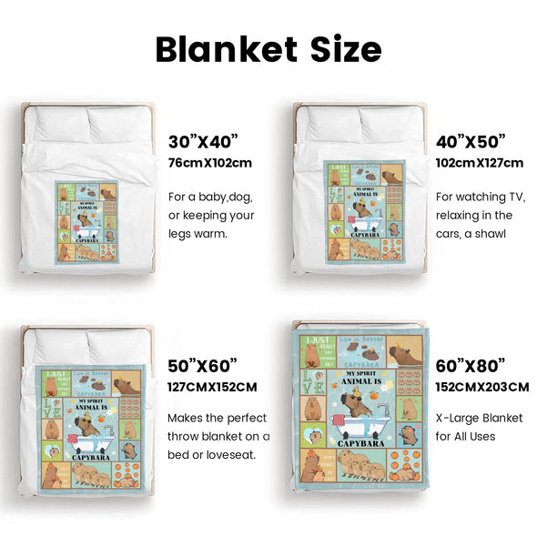 Capybara Pattern Blanket Fleece Throw Blanket Super Soft Warm Gifts for Baby Girls Boys Kids Mom Grandma Room Decor