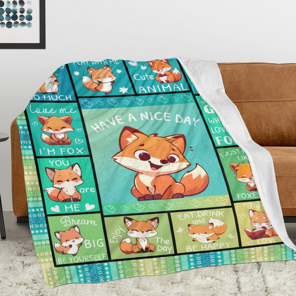 Fox Pattern Blanket Fleece Throw Blanket Super Soft Warm Gifts for Baby Girls Boys Kids Mom Grandma Room Decor