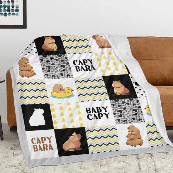 Capybara Pattern Blanket Fleece Throw Blanket Super Soft Warm Gifts for Baby Girls Boys Kids Mom Grandma Room Decor