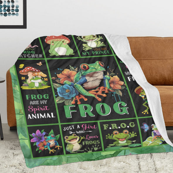 Frog Pattern Blanket Fleece Throw Blanket Super Soft Warm Gifts for Baby Girls Boys Kids Mom Grandma Room Decor