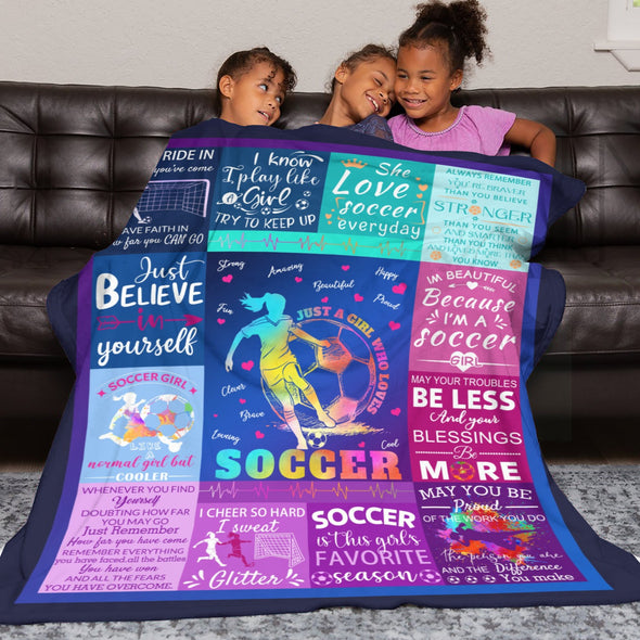 Soccer Blanket, Soccer Sports Themed Throw, Soft Nap Throw Blanket for Home Boys Girls Women Men Soccer Lovers Gifts