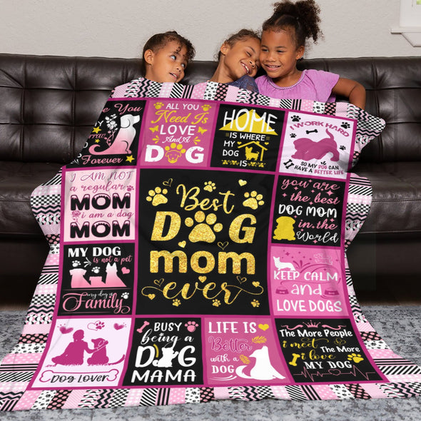 Dog Mom Blanket, Dog Lovers Gifts for Women, Puppy Throw Blanket for Bed Couch Christmas Gift