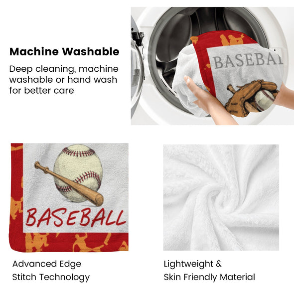 Baseball Pattern Blanket Fleece Throw Blanket Super Soft Warm Gifts for Baby Girls Boys Kids Mom Grandma Room Decor