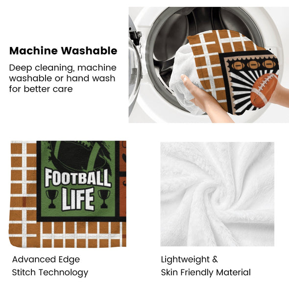 Football Pattern Blanket Fleece Throw Blanket Super Soft Warm Gifts for Baby Girls Boys Kids Mom Grandma Room Decor