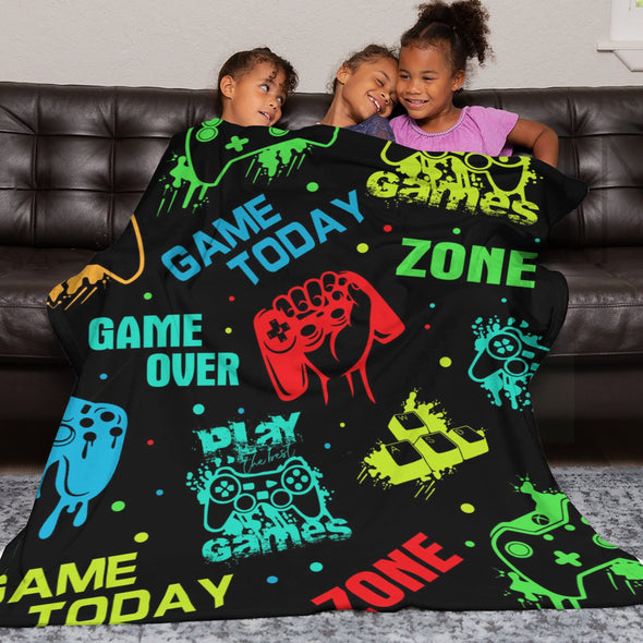 Gamer Blanket Fleece Throw Blanket Super Soft Warm Gifts for Baby Girls Boys Kids Mom Grandma Room Decor