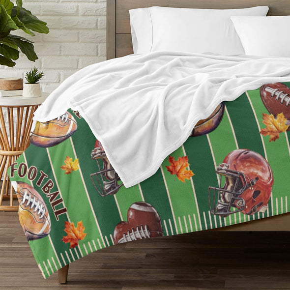 Football Pattern Blanket Fleece Throw Blanket Super Soft Warm Gifts for Baby Girls Boys Kids Mom Grandma Room Decor
