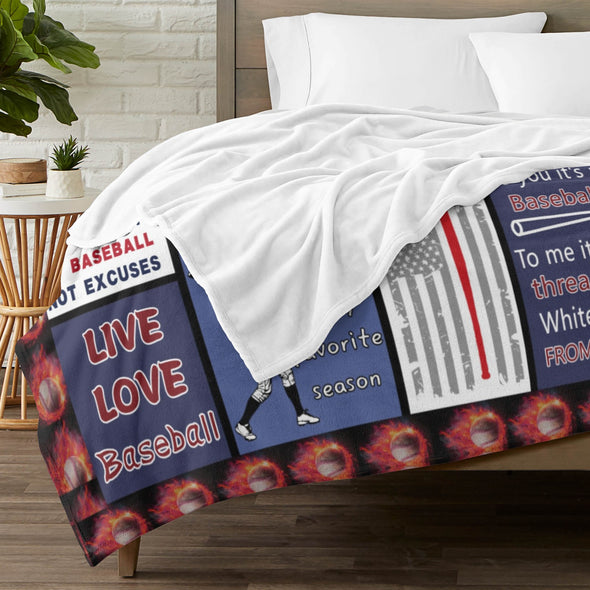 Baseball Pattern Blanket Fleece Throw Blanket Super Soft Warm Gifts for Baby Girls Boys Kids Mom Grandma Room Decor