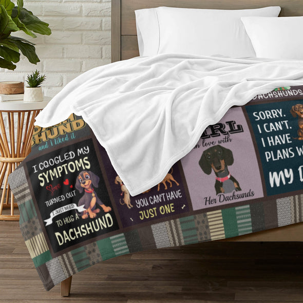 Dachshund Pattern Blanket Fleece Throw Blanket Super Soft Warm Gifts for Baby Girls Boys Kids Mom Grandma Room Decor