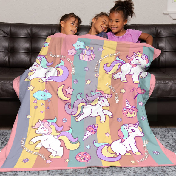 Unicorn Throw Blanket Super Soft Warm Cozy Fuzzy Plush Blanket Gifts for Girls Boys Kids Room Decor