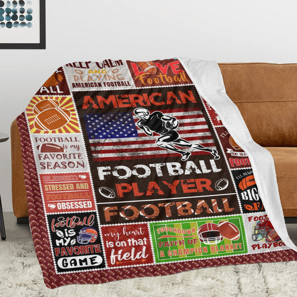 Football Pattern Blanket Fleece Throw Blanket Super Soft Warm Gifts for Baby Girls Boys Kids Mom Grandma Room Decor