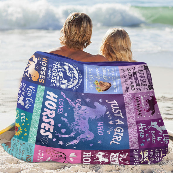 Horse Blanket Gift for Women Girl Who Loves Horses for Sofa Couch Bed Room Birthday Decor Bed Travel