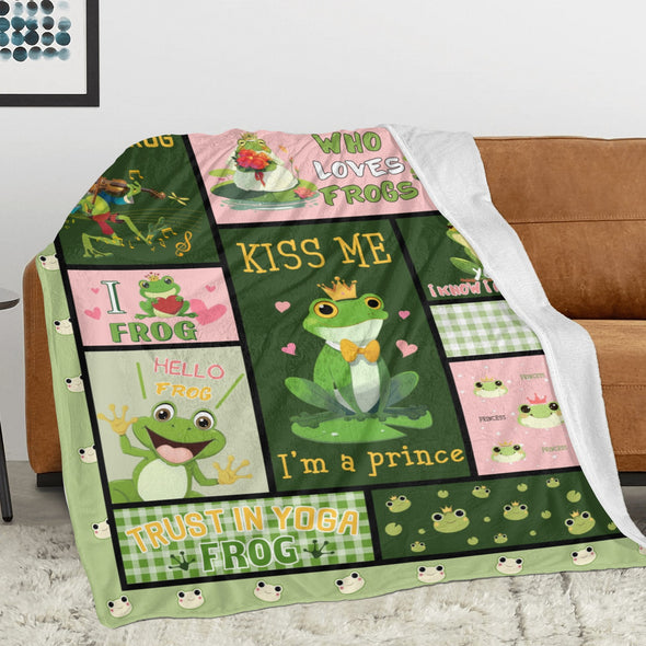 Frog Pattern Blanket Fleece Throw Blanket Super Soft Warm Gifts for Baby Girls Boys Kids Mom Grandma Room Decor