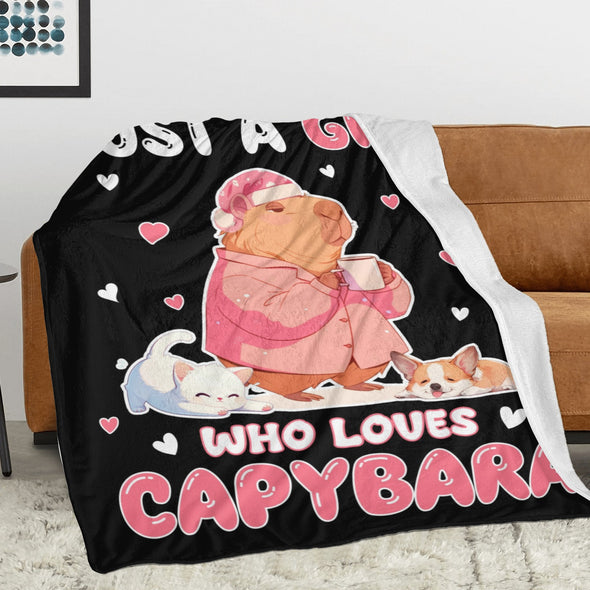 Capybara Pattern Blanket Fleece Throw Blanket Super Soft Warm Gifts for Baby Girls Boys Kids Mom Grandma Room Decor