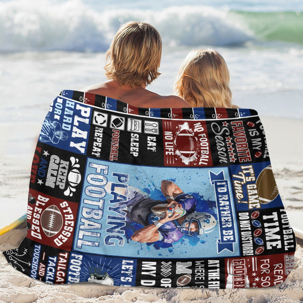 Football Pattern Blanket Fleece Throw Blanket Super Soft Warm Gifts for Baby Girls Boys Kids Mom Grandma Room Decor