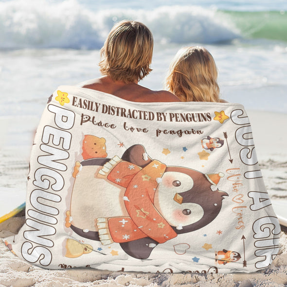 Penguin Blanket Fleece Throw Blanket Super Soft Warm Gifts for Baby Girls Boys Kids Mom Grandma Room Decor