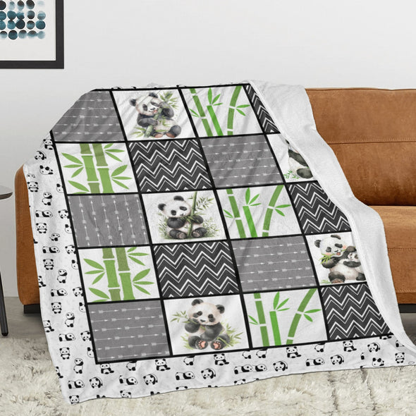 Panda Pattern Blanket Fleece Throw Blanket Super Soft Warm Gifts for Baby Girls Boys Kids Mom Grandma Room Decor