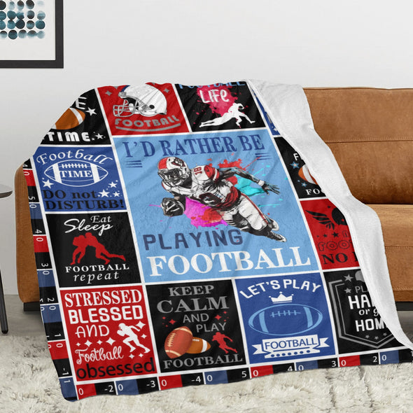 Football Pattern Blanket Fleece Throw Blanket Super Soft Warm Gifts for Baby Girls Boys Kids Mom Grandma Room Decor