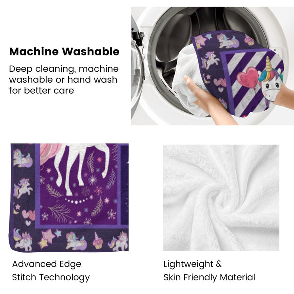 Unicorn Throw Blanket Super Soft Warm Cozy Fuzzy Plush Blanket Gifts for Girls Boys Kids Room Decor