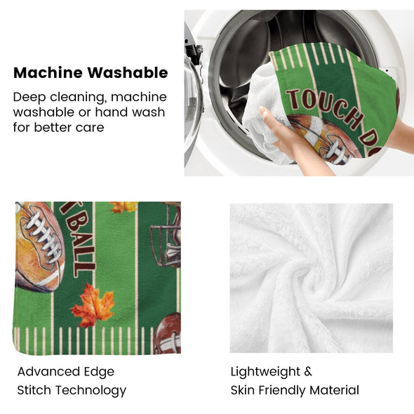 Football Pattern Blanket Fleece Throw Blanket Super Soft Warm Gifts for Baby Girls Boys Kids Mom Grandma Room Decor