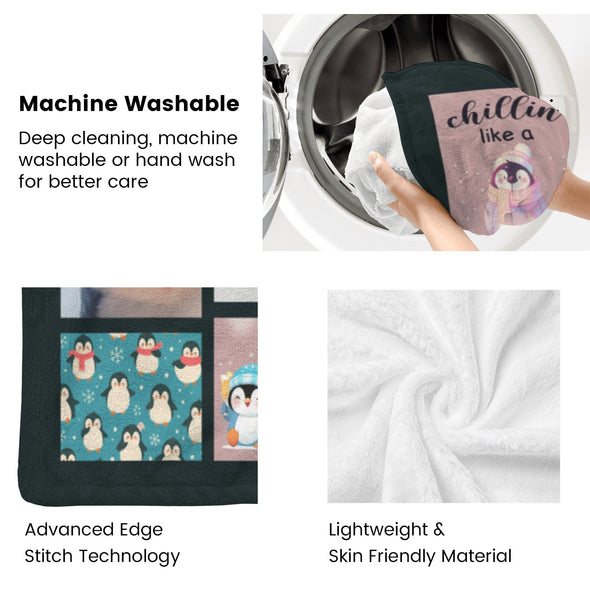 Penguin Blanket Fleece Throw Blanket Super Soft Warm Gifts for Baby Girls Boys Kids Mom Grandma Room Decor