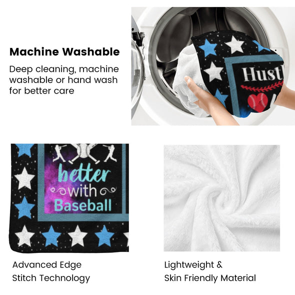 Baseball Pattern Blanket Fleece Throw Blanket Super Soft Warm Gifts for Baby Girls Boys Kids Mom Grandma Room Decor