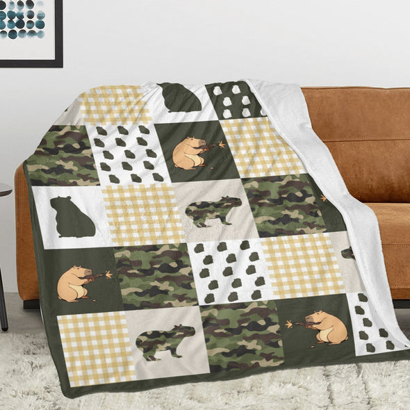 Capybara Pattern Blanket Fleece Throw Blanket Super Soft Warm Gifts for Baby Girls Boys Kids Mom Grandma Room Decor