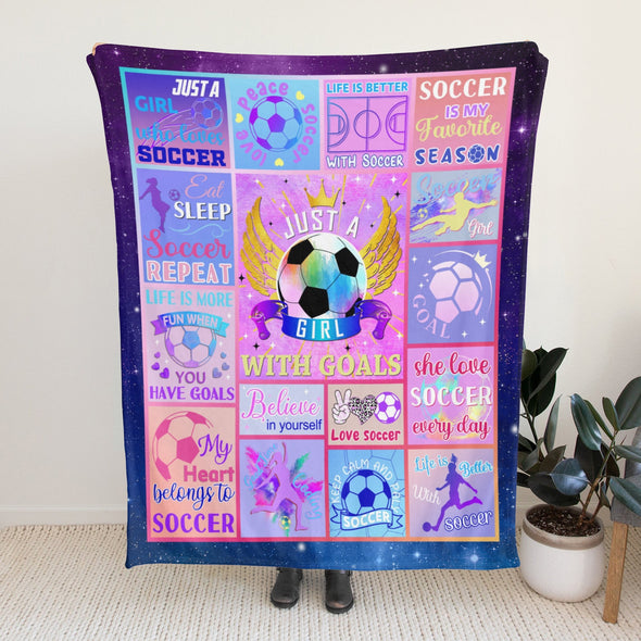 Soccer Blanket, Soccer Sports Themed Throw, Soft Nap Throw Blanket for Home Boys Girls Women Men Soccer Lovers Gifts