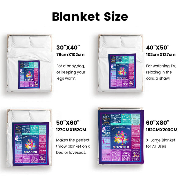 Soccer Blanket, Soccer Sports Themed Throw, Soft Nap Throw Blanket for Home Boys Girls Women Men Soccer Lovers Gifts
