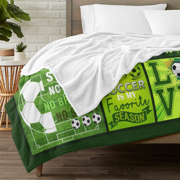 Soccer Blanket, Soccer Sports Themed Throw, Soft Nap Throw Blanket for Home Boys Girls Women Men Soccer Lovers Gifts