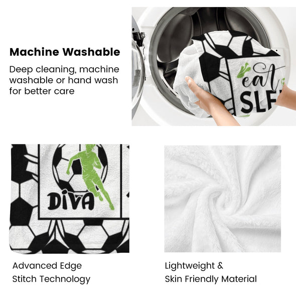Soccer Blanket, Soccer Sports Themed Throw, Soft Nap Throw Blanket for Home Boys Girls Women Men Soccer Lovers Gifts