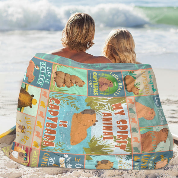 Capybara Pattern Blanket Fleece Throw Blanket Super Soft Warm Gifts for Baby Girls Boys Kids Mom Grandma Room Decor