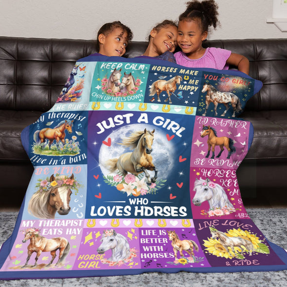 Horse Blanket Gift for Women Girl Who Loves Horses for Sofa Couch Bed Room Birthday Decor Bed Travel
