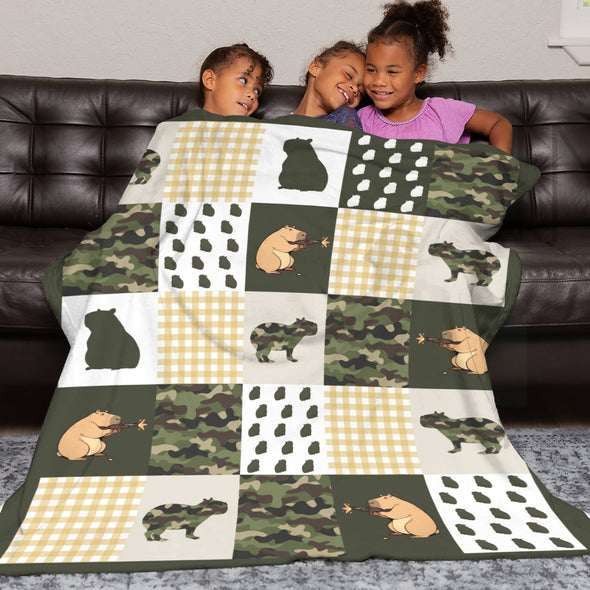 Capybara Pattern Blanket Fleece Throw Blanket Super Soft Warm Gifts for Baby Girls Boys Kids Mom Grandma Room Decor