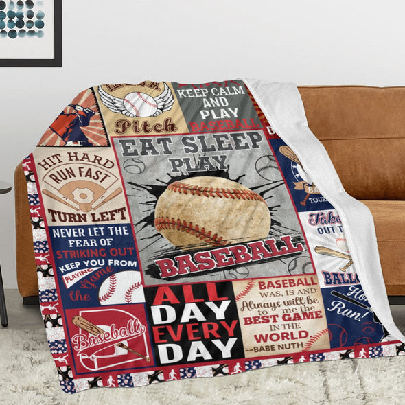 Baseball Pattern Blanket Fleece Throw Blanket Super Soft Warm Gifts for Baby Girls Boys Kids Mom Grandma Room Decor