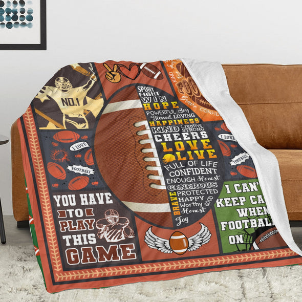 Football Pattern Blanket Fleece Throw Blanket Super Soft Warm Gifts for Baby Girls Boys Kids Mom Grandma Room Decor