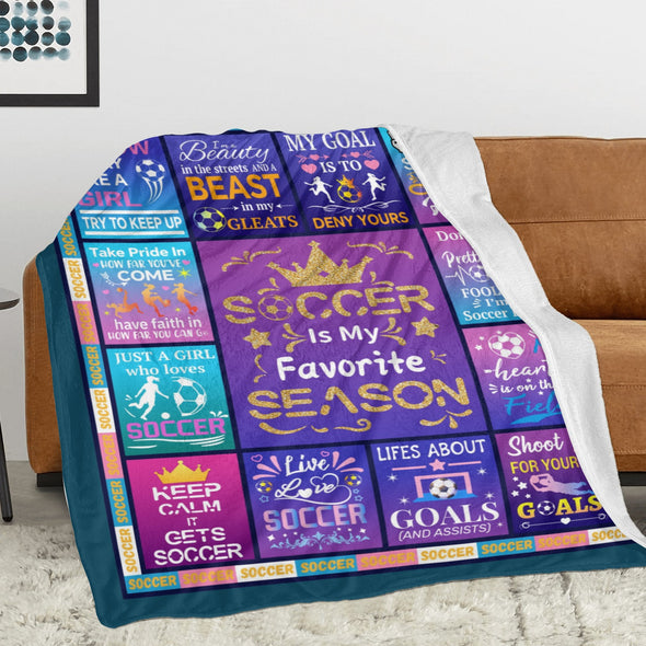 Soccer Blanket, Soccer Sports Themed Throw, Soft Nap Throw Blanket for Home Boys Girls Women Men Soccer Lovers Gifts