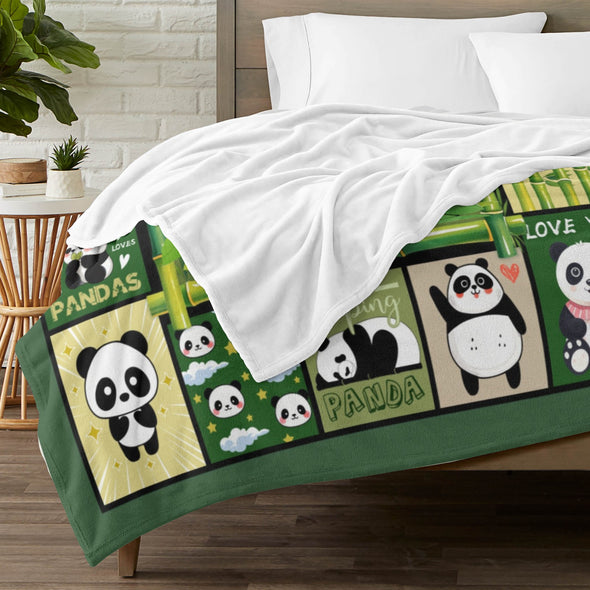 Panda Pattern Blanket Fleece Throw Blanket Super Soft Warm Gifts for Baby Girls Boys Kids Mom Grandma Room Decor