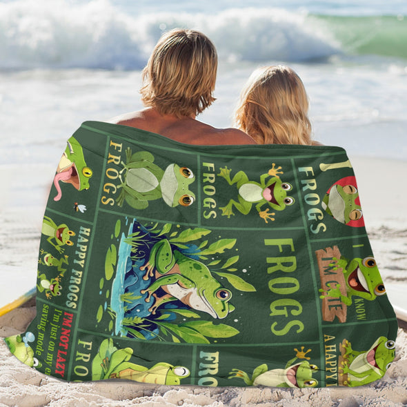 Frog Pattern Blanket Fleece Throw Blanket Super Soft Warm Gifts for Baby Girls Boys Kids Mom Grandma Room Decor