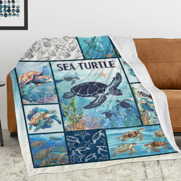 Turtle Pattern Blanket Fleece Throw Blanket Super Soft Warm Gifts for Baby Girls Boys Kids Mom Grandma Room Decor